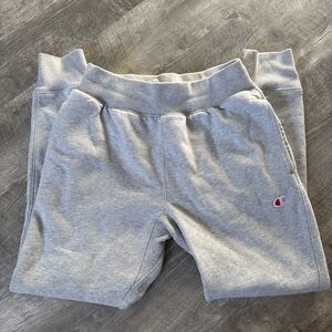 Champion Light Gray Track Joggers with Signature Logo